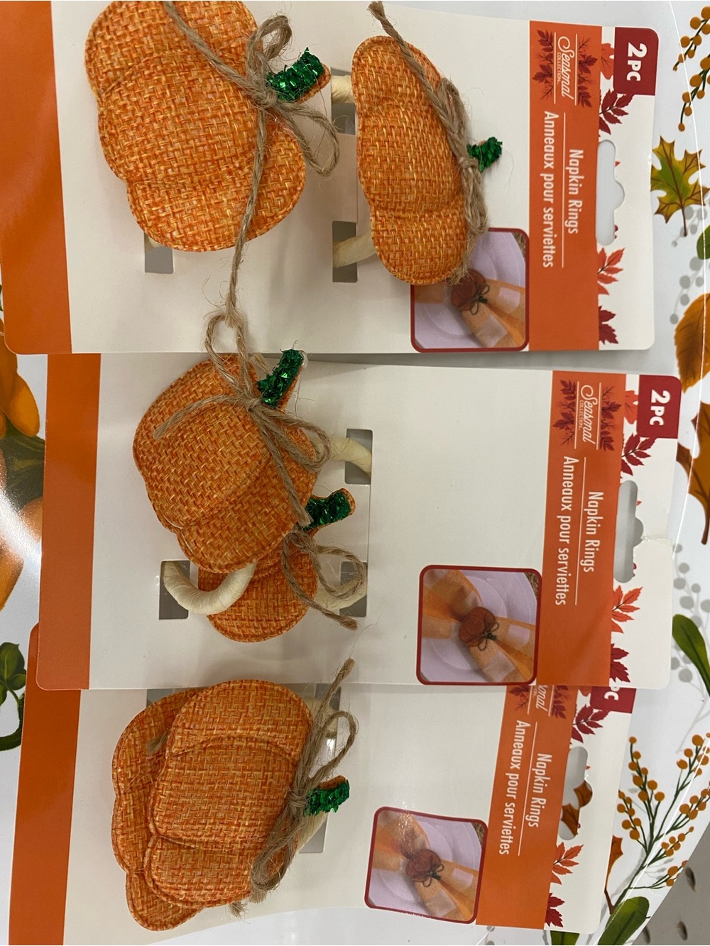 Set of 6 Napkin Rings Orange & Green Set Party Decor NWT